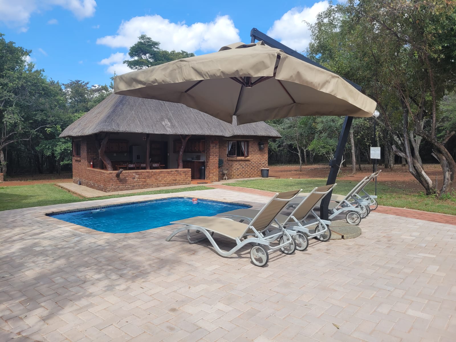 Pool with sun loungers